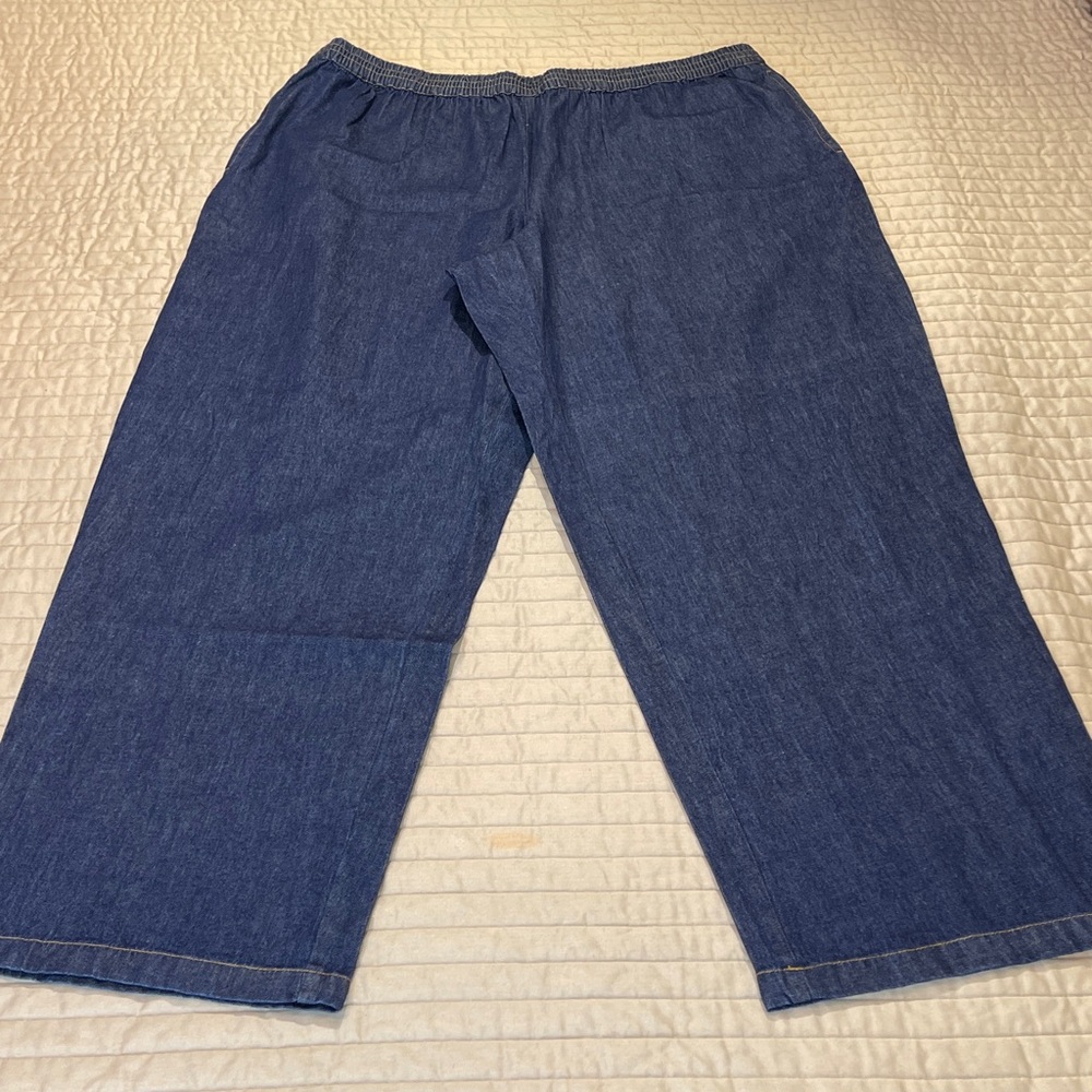 COUNTRY STORE WOMENS SIZE 2XL Blue Denim Elastic Waist Pants PULL ON